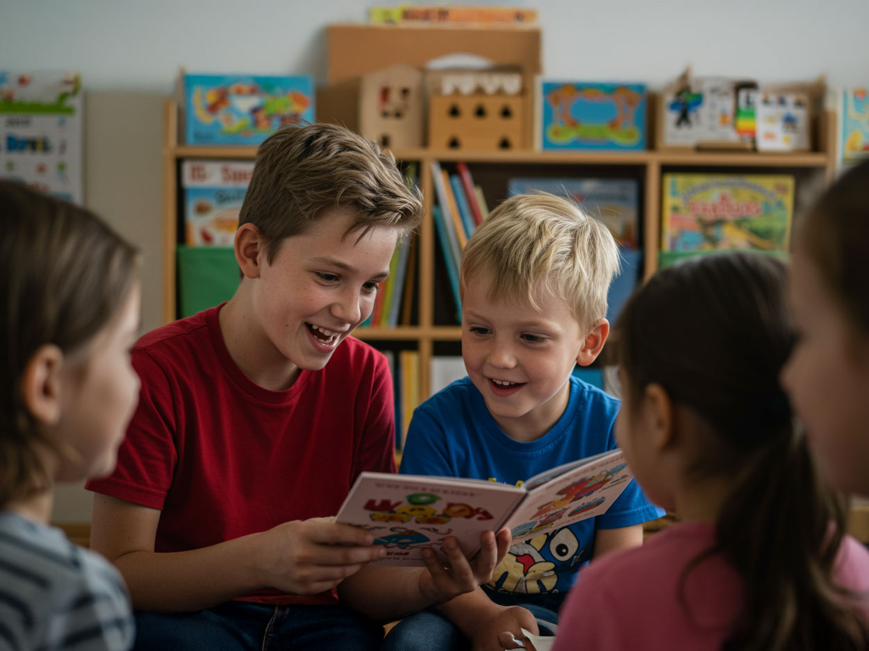 Bundesweiter Vorlesetag: Unsere 7. Klasse zu Besuch in der Grundschule Alsleben